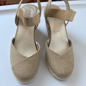 Anne Klein Beige Espadrille Wedges